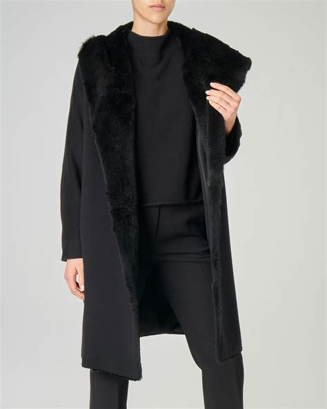 cappotto con pelliccia nero|More.